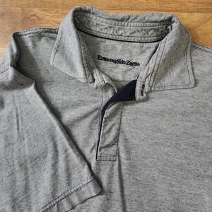 Ermenegildo Zegna Navy Blue White Striped Polo Shirt Size Large